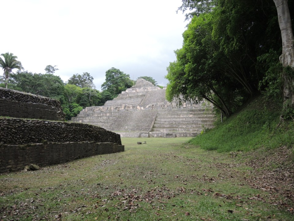 The first view of some of the structures at Caracol.