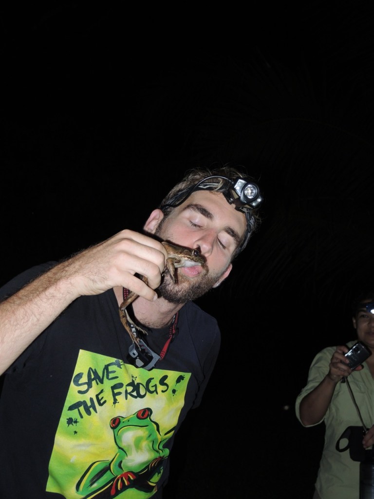 Michael giving the Vaillant's Frog a big smooch.