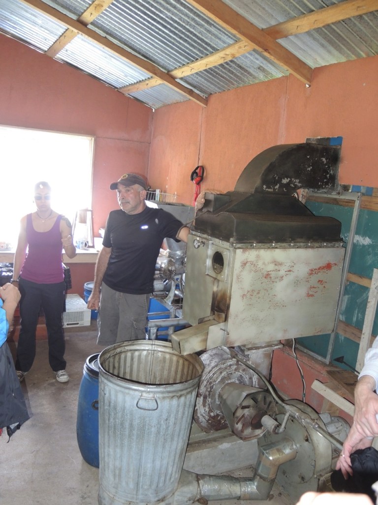 The coffee roaster designed and built by Sr Badilla. A commercial unit such as this costs as much as $45,000.00!