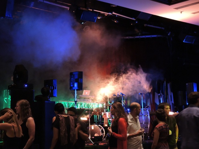 Yes, that is a smoke machine, disco lights, and lasers.