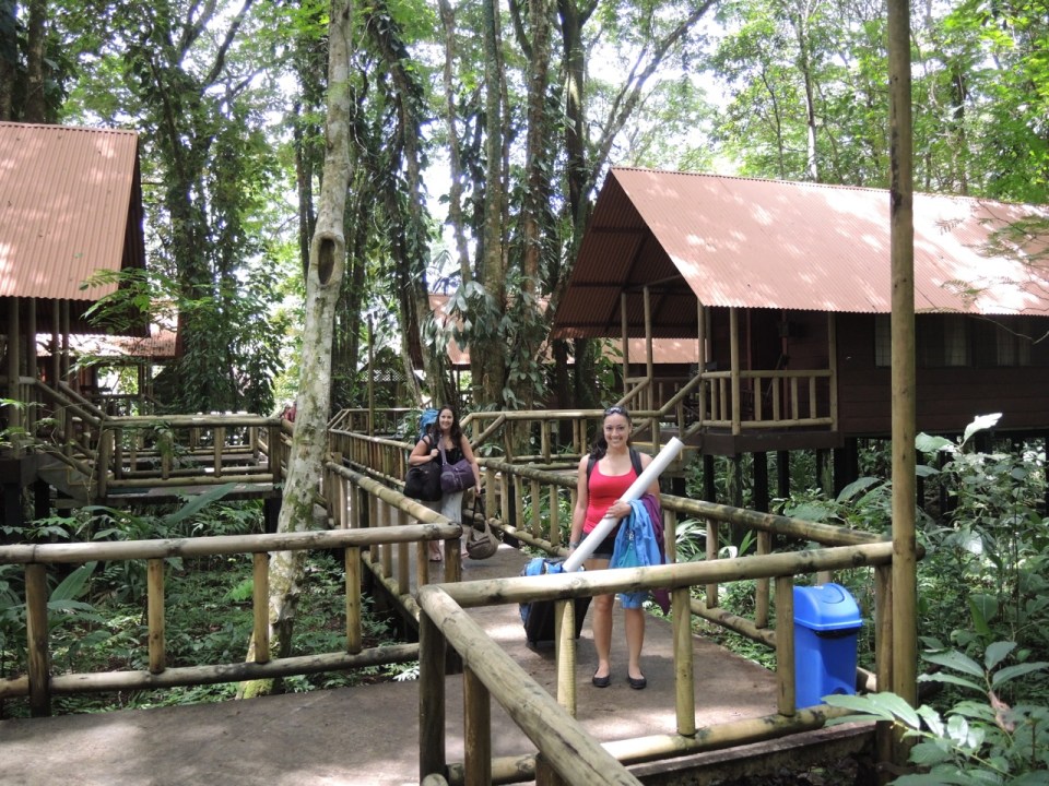 Walkway through Evergreen Lodge.
